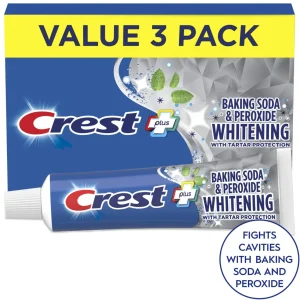 Crest Plus Baking Soda & Peroxide Whitening Toothpaste, Fresh Mint, 5.7 oz, Pack of 3
