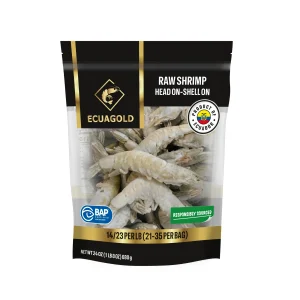 Ecuagold Frozen Raw Shrimp Head-on, 1.5 lb (14-23 Count per lb)