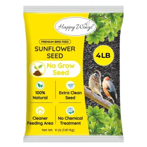 Happy Wings 4lbs No Grow Sunflower Seed Wild Bird Seed -Food for Wild Birds - Dry