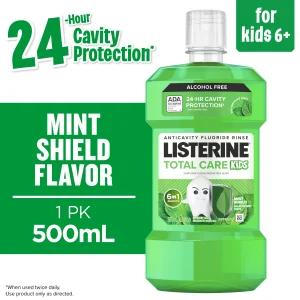 Listerine Total Care Kids Anticavity Alcohol-Free Mouthwash, Mint Shield, 500 mL