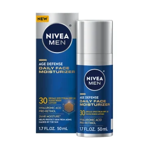 NIVEA MEN Age Defense Daily Face Moisturizer SPF 30, Hyaluronic Acid, Pro-Retinol, 1.7 fl oz 4.7 stars out of 397 reviews (4.7)| 397 ratings