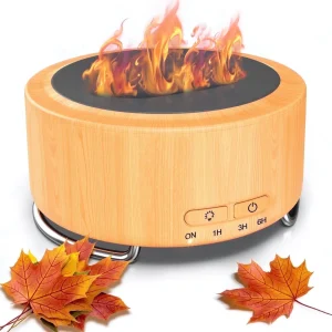 Noahstrong 500ml Essential Oil Diffuser, Oil Diffuser with 9 Realistic Flame Colors 4 Timer Setting & 28dB Low Noise Flame Diffuser Cool Mist Humidifier for Large Room Bedroom