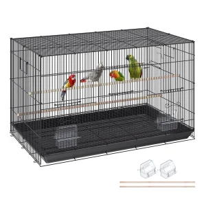 VEVOR 30 inch Bird Cage, Metal Large Parakeet Cages for Cockatiels Small Parrot Budgies Lovebirds Canaries, Pet Bird Cage with Rolling Stand and Tray